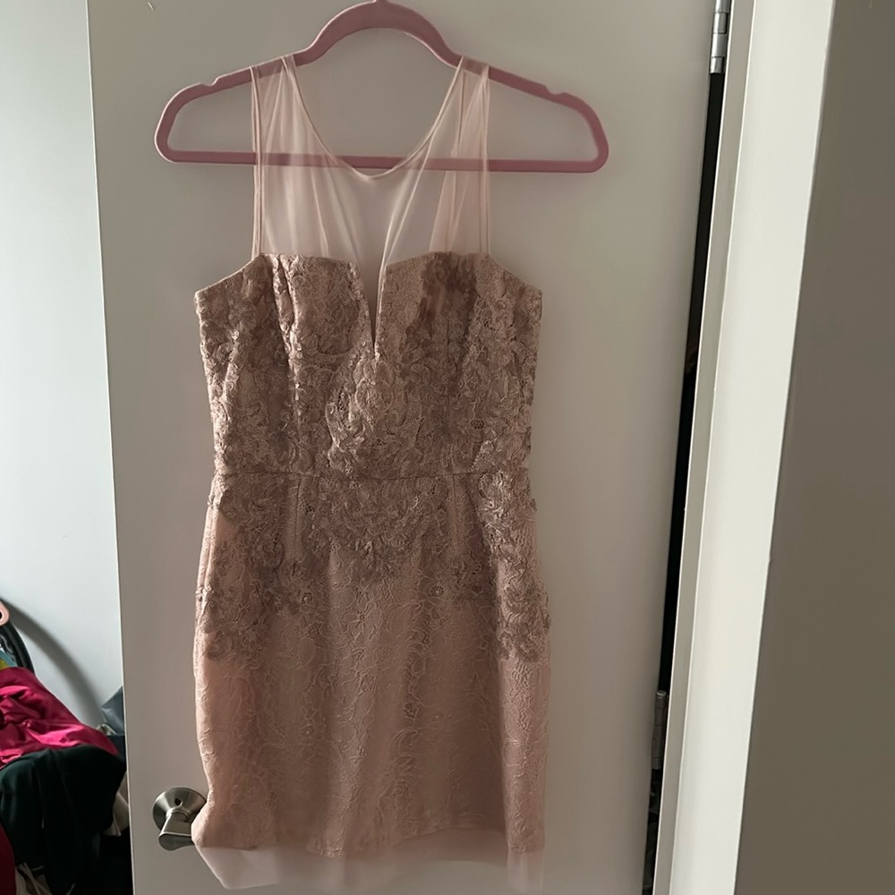 BCBG new never worn dusty pink dress.  Sheer top with sequin detail